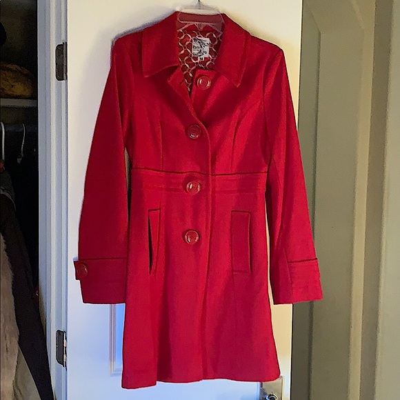 Red women’s pea coat - Picture 1 of 7